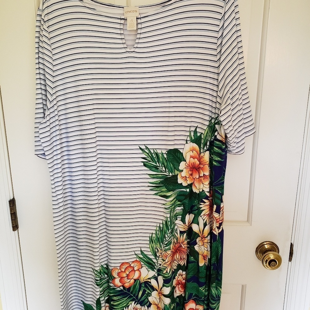 # Chicos sz 4 (XXL) knit casual dress w/cute print - Picture 3 of 5